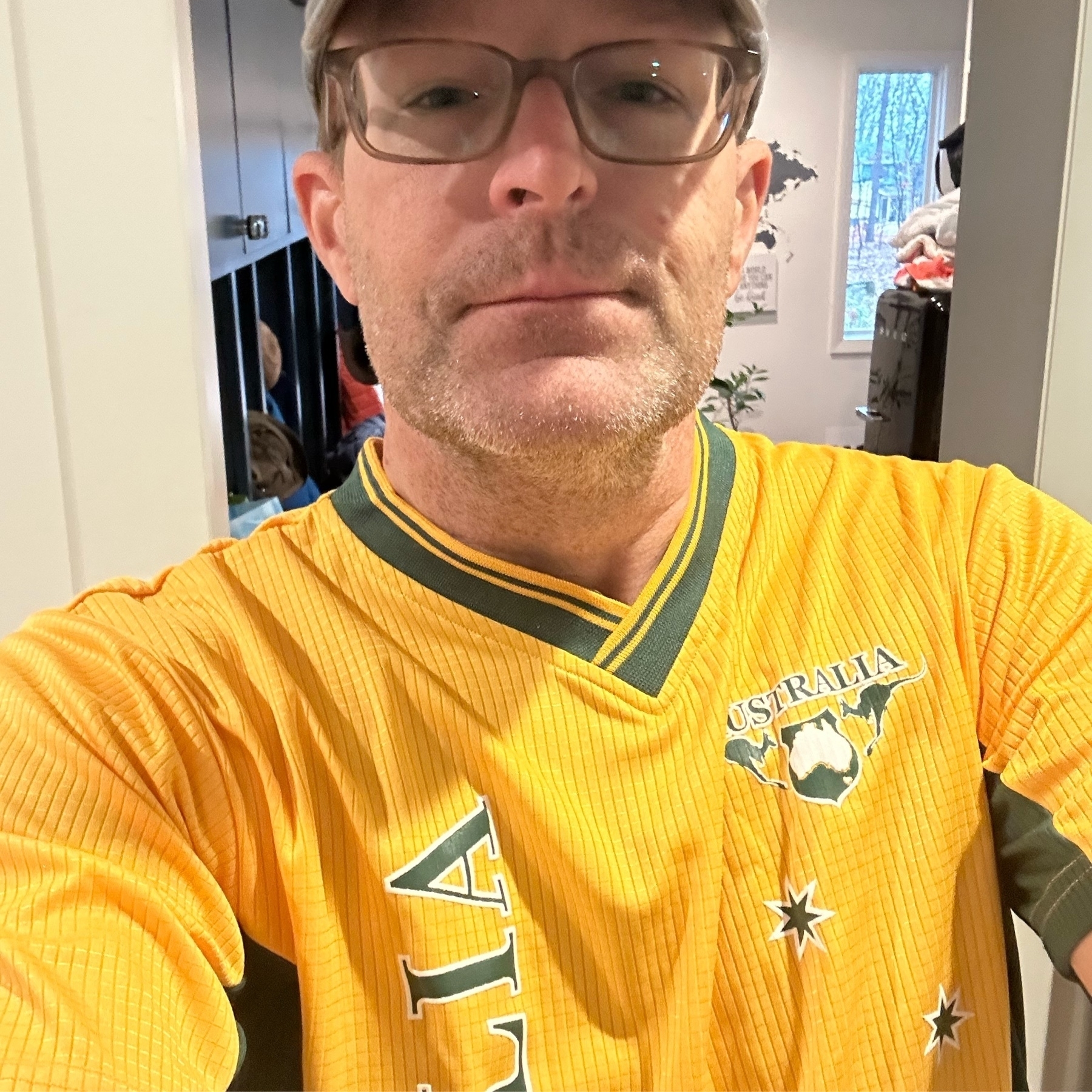 selfie in Australia jersey